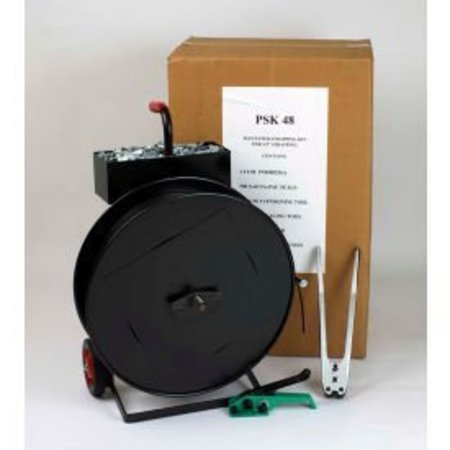PAC STRAPPING PRODUCTS Pac Strapping Polyester Kit w/ Tensioner/Sealer/Seals & Cart, 4200'L x 5/8" Strap Width Coil, Black PSK58